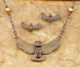 Uil bronzen sieraden set