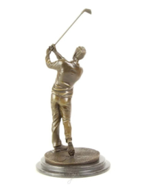 Bronzen golfspeler beeld