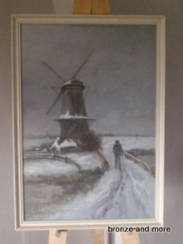 Winterlandschap aquarel schilderij