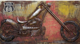 Motor 3D metaal schilderij route 66