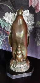 Bronzen beeld pinguïn met jong