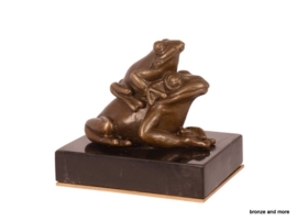 Bronzen kikker op lelieblad