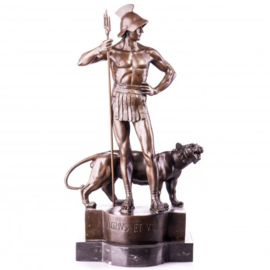 Gladiator met tijger bronzen beeld