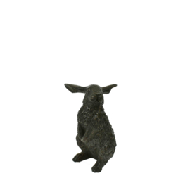 Bronzen beeld konijn op de uitkijk