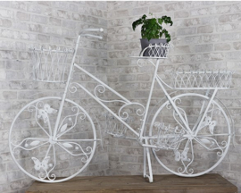 Fiets met vijf plantenmandjes metaal