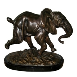 Bronzen rennende olifant beeld
