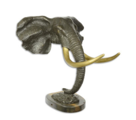 Bronzen grote olifantenkop beeld