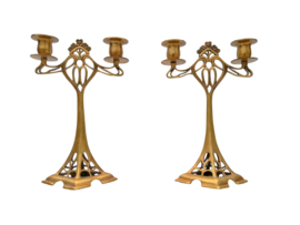 Jugendstil set bronzen kandelaars