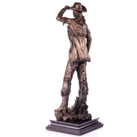 Cowgirl western bronzen beeld