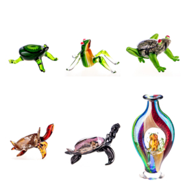 Murano stijl glazen sculpturen