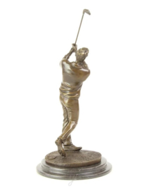 Bronzen golfspeler beeld