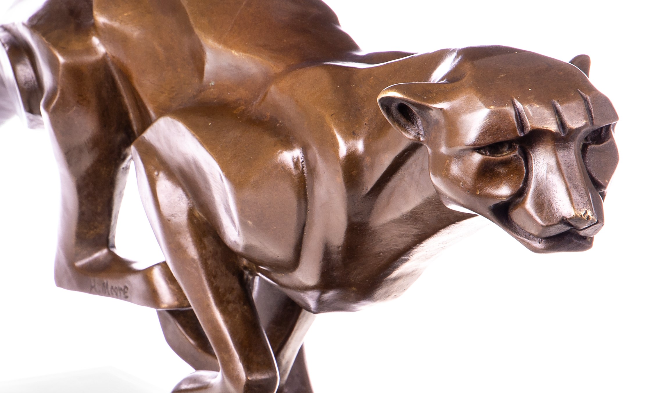 Bronzen rennende groot panterbeeld