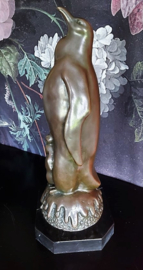 Bronzen beeld pinguïn met jong