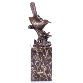 Nachtegaal vogeltje bronzen beeld