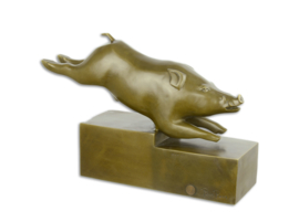Wild zwijn Art Deco brons beeld