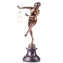 Art-deco bronzen danseres met ringen beeld