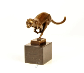 Bronzen rennende jachtluipaard beeld