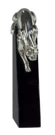 Art-deco kruipende zilverbronzen panter
