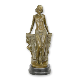 Art Deco buikdanseres bronzenbeeld