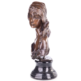 Bronzen buste vrouw brons beeld