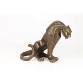 Jaguar zittend groot bronzen beeld