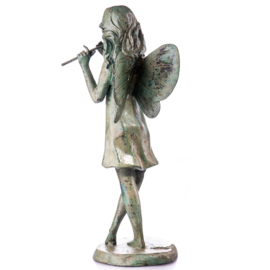 Elf of fee met fluit bronzen beeld