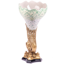 Porselein bronzen pauwvaas