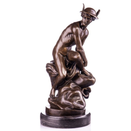 Zittend Mercurius bronzen beeld