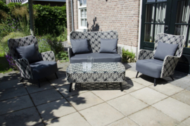 Wicker Fifties lounge set zwart wit
