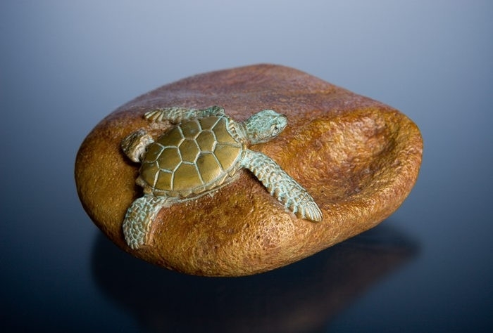 Paperweight bronzen zee schildpadje