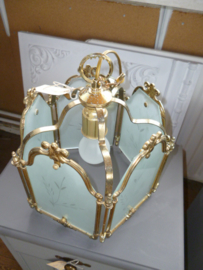 Brocante hanglamp, goud