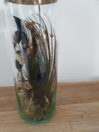 Glazen pot met droogbloemen