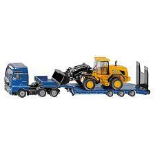 MAN  vrachtwagen met dieplader en JCB shovel