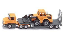 Vrachtwagen met dieplader en shovel