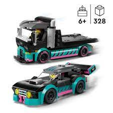 Raceauto en transporttruck