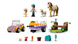 Paard en pony met aanhangwagen