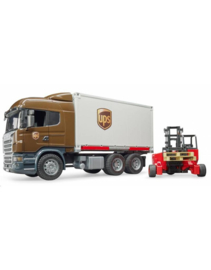 Scania vrachtwagen UPS met kooiaap / heftruck