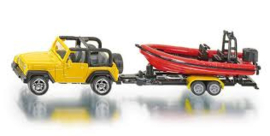 Jeep met trailer en boot
