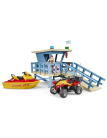 Strandwachttoren, jetski, quad en poppetje