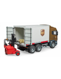 Scania vrachtwagen UPS met kooiaap / heftruck