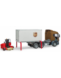 Scania vrachtwagen UPS met kooiaap / heftruck