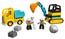 Truck en graafmachine met rupsbanden