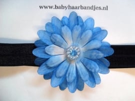 Voor de allerkleinste donker blauw haarbandje met bloem.
