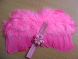 Roze baby engelen vleugels met bijpassende hoofdband.