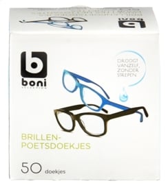 BONI SELECTION  brillenpoetsdoekjes - 50 stuks/doosje.