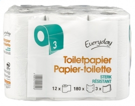 EVERYDAY  toiletpapier 3 lagen, 180 vellen - 12 rollen