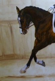 Paardenschilderij 'Amazone Dressuur'