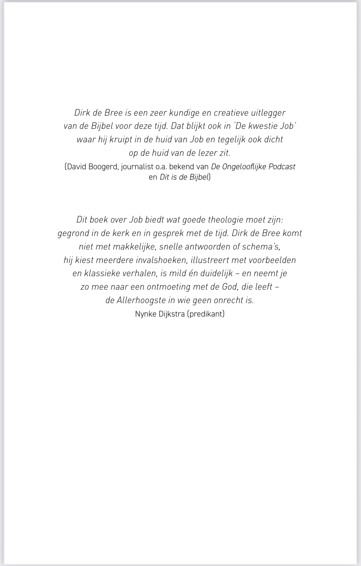 De Kwestie Job, door Dirk de Bree