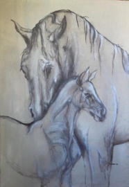 Paardenschilderij 'Motherhood'