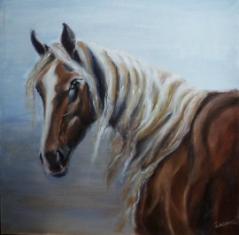 Paardenschilderij 'Fiji, the wild mare'
